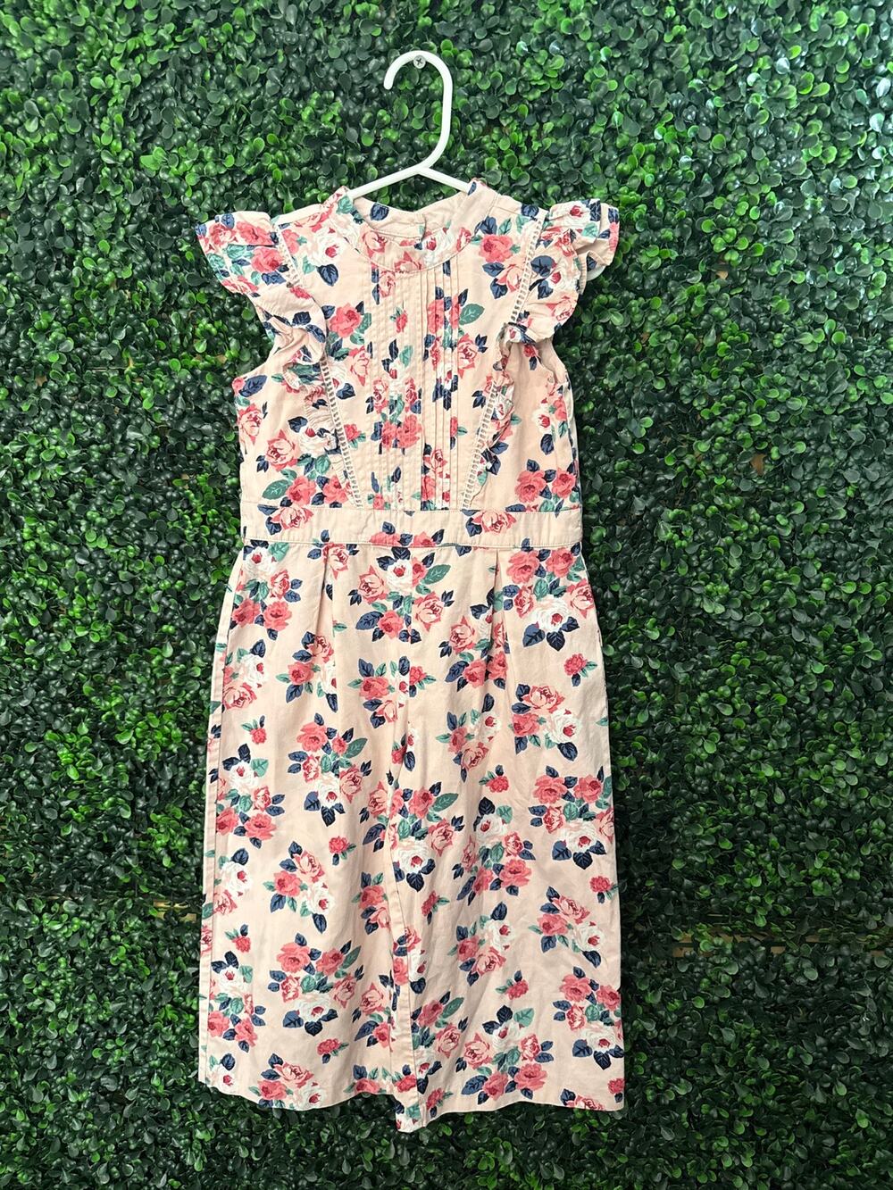 Janie and Jack, Jumper Girls Size 4, Pink Floral Flutter Sleeve, Ruffles
